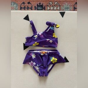 Cat & Jack|Baby girl Purple Floral Bikini Set,Cute swimwear—Perfect for pool,18M